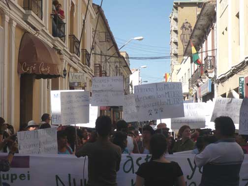 women's demonstration in Bolivia